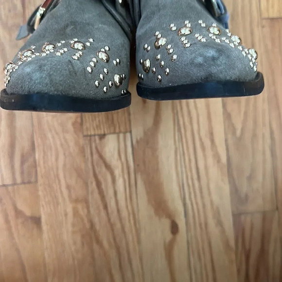 Kurt Geiger Sybil khaki suede studded ankle bootiegreat pre owned condition - Picture 12 of 12